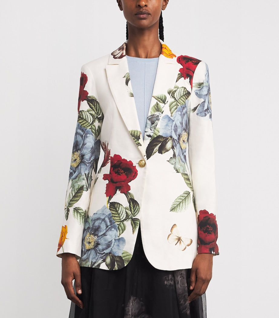 Linen-Blend Floral Breann Blazer