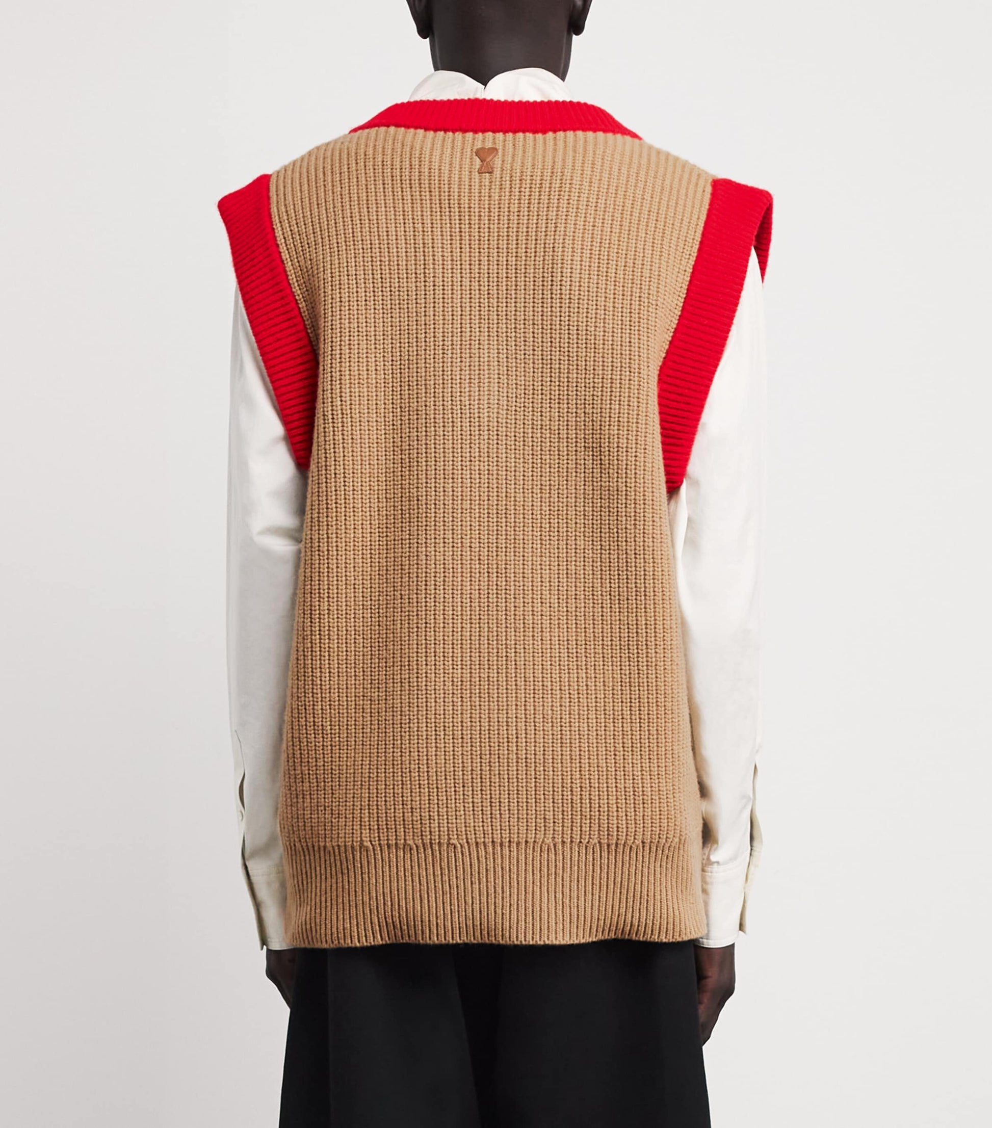 Beige Wool Ami de Coeur Sweater Vest