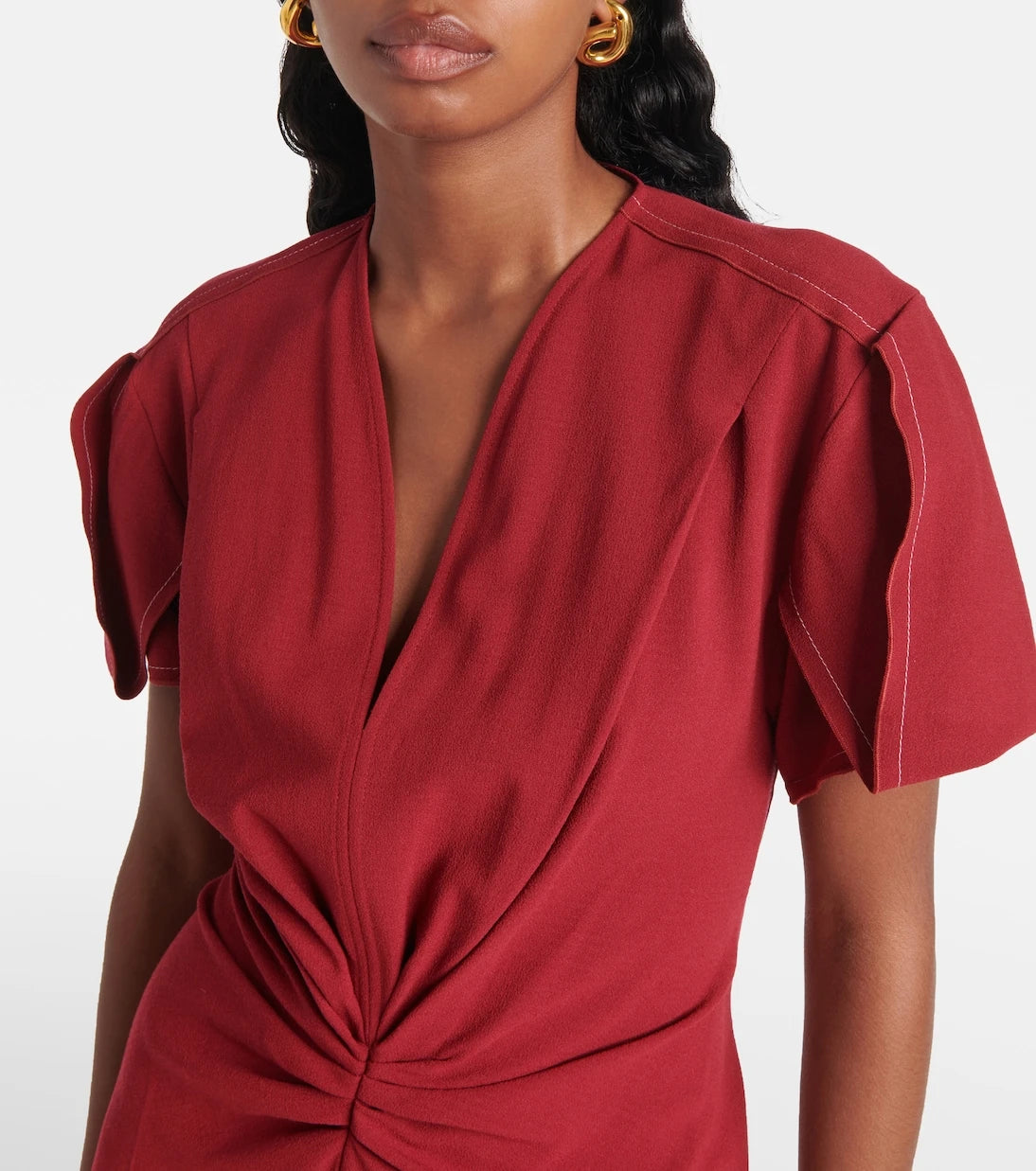 Victoria Beckham - Gathered wool-blend midi dress