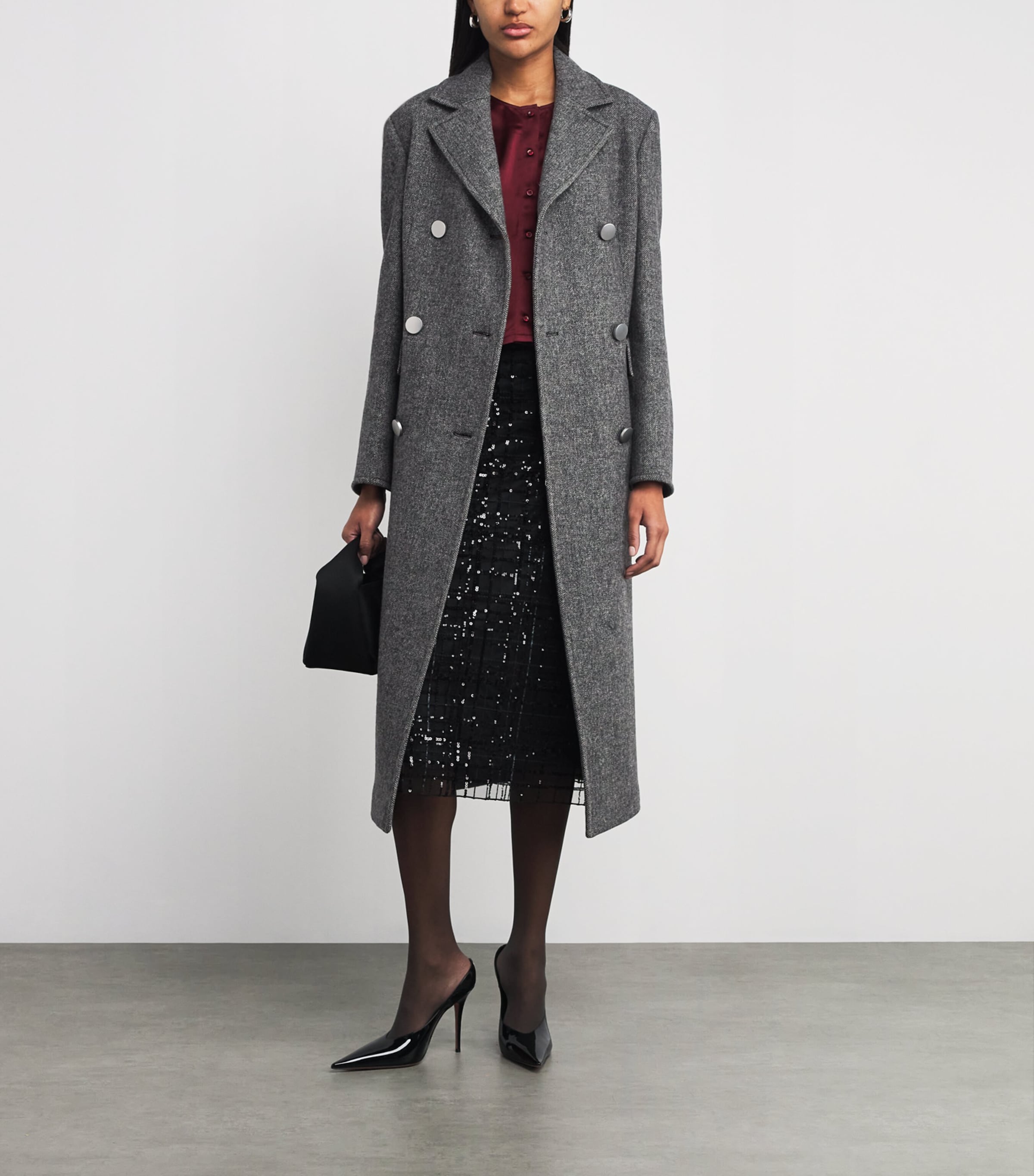 MAX&Co. Grey Wool Double-Breasted Coat