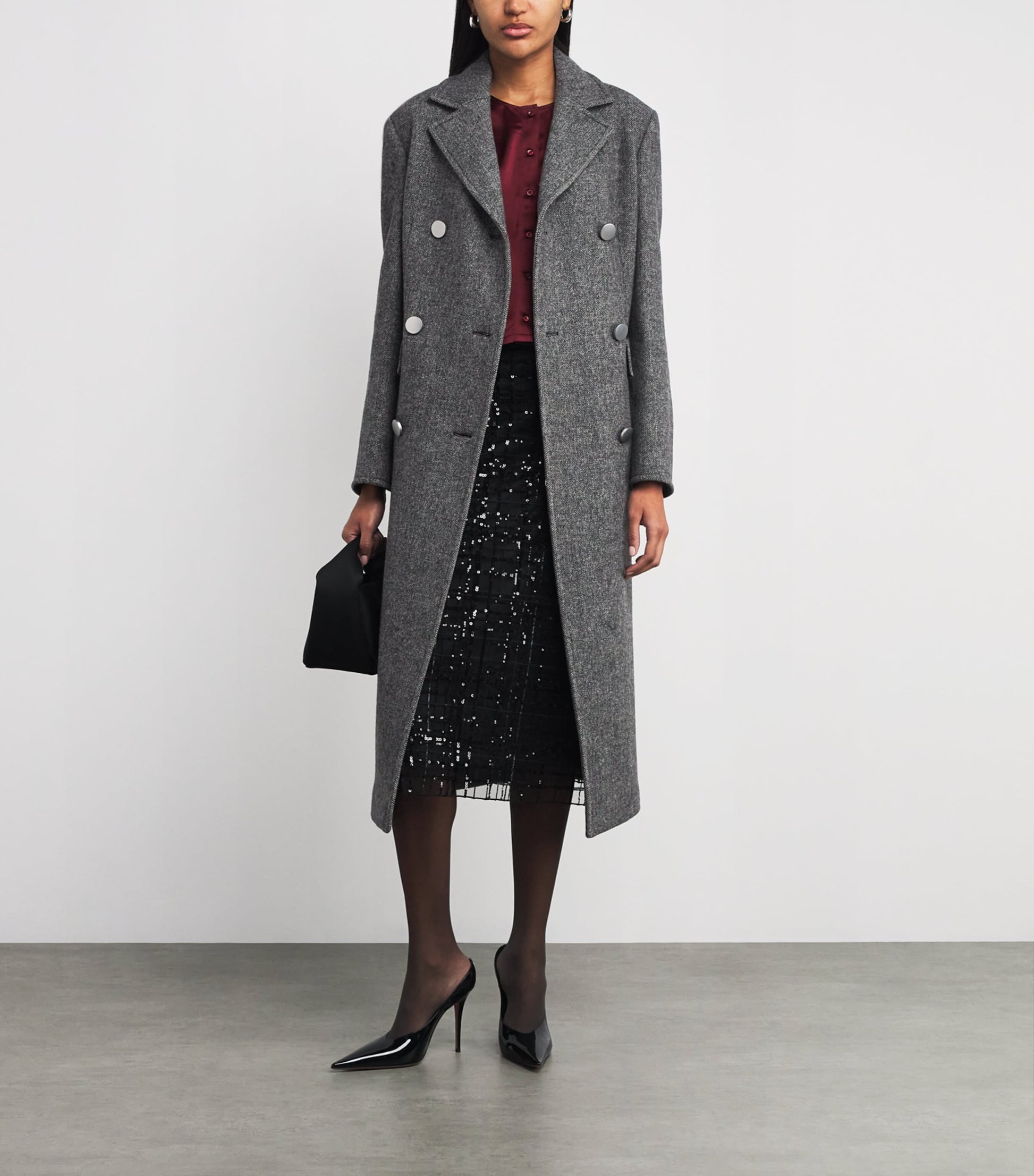 MAX&Co. Grey Wool Double-Breasted Coat