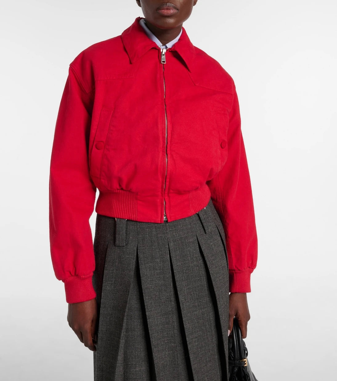 Prada - Cropped cotton bomber jacket