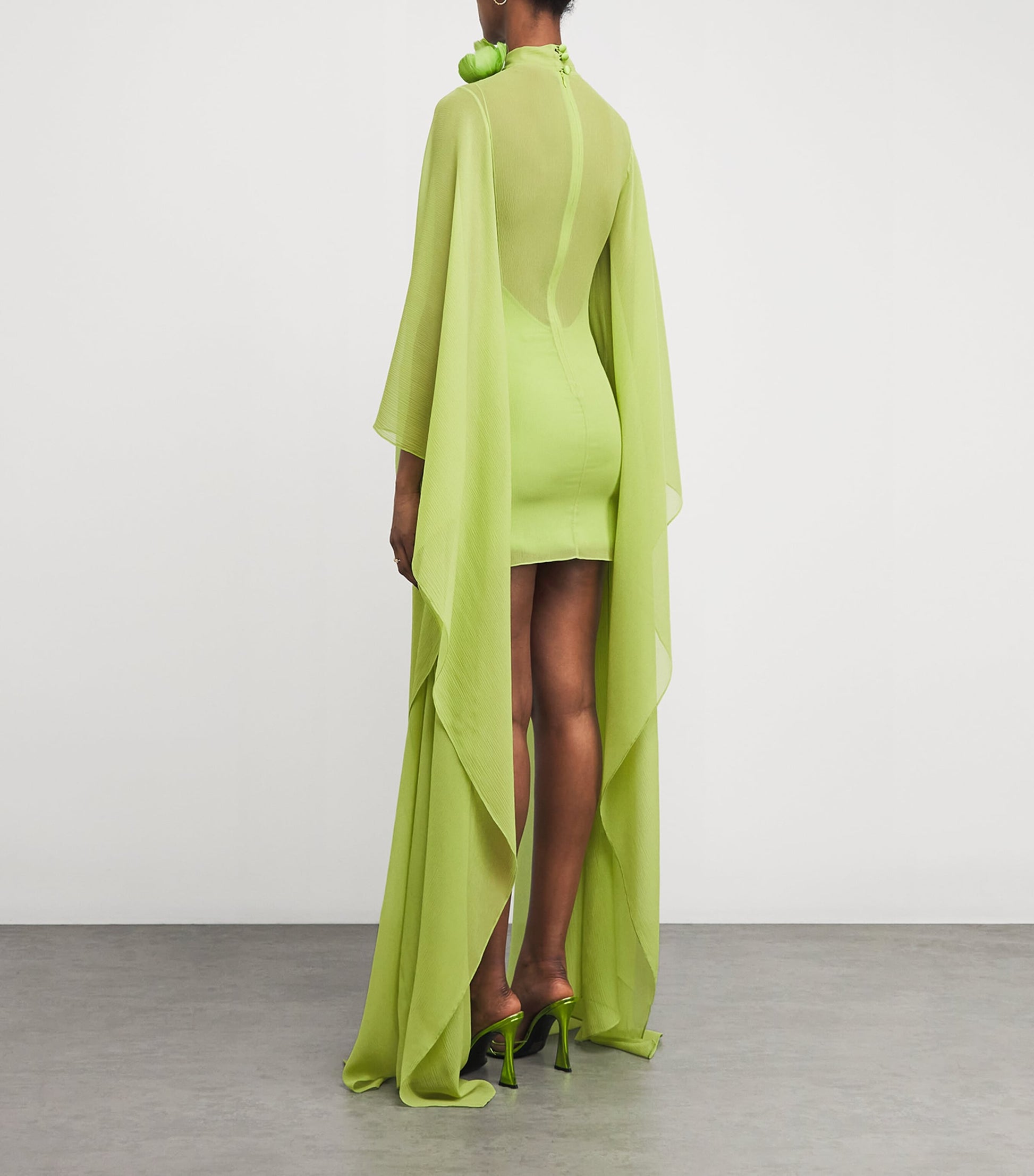 Silk Feather-Trim Lanzarote Garden Kaftan