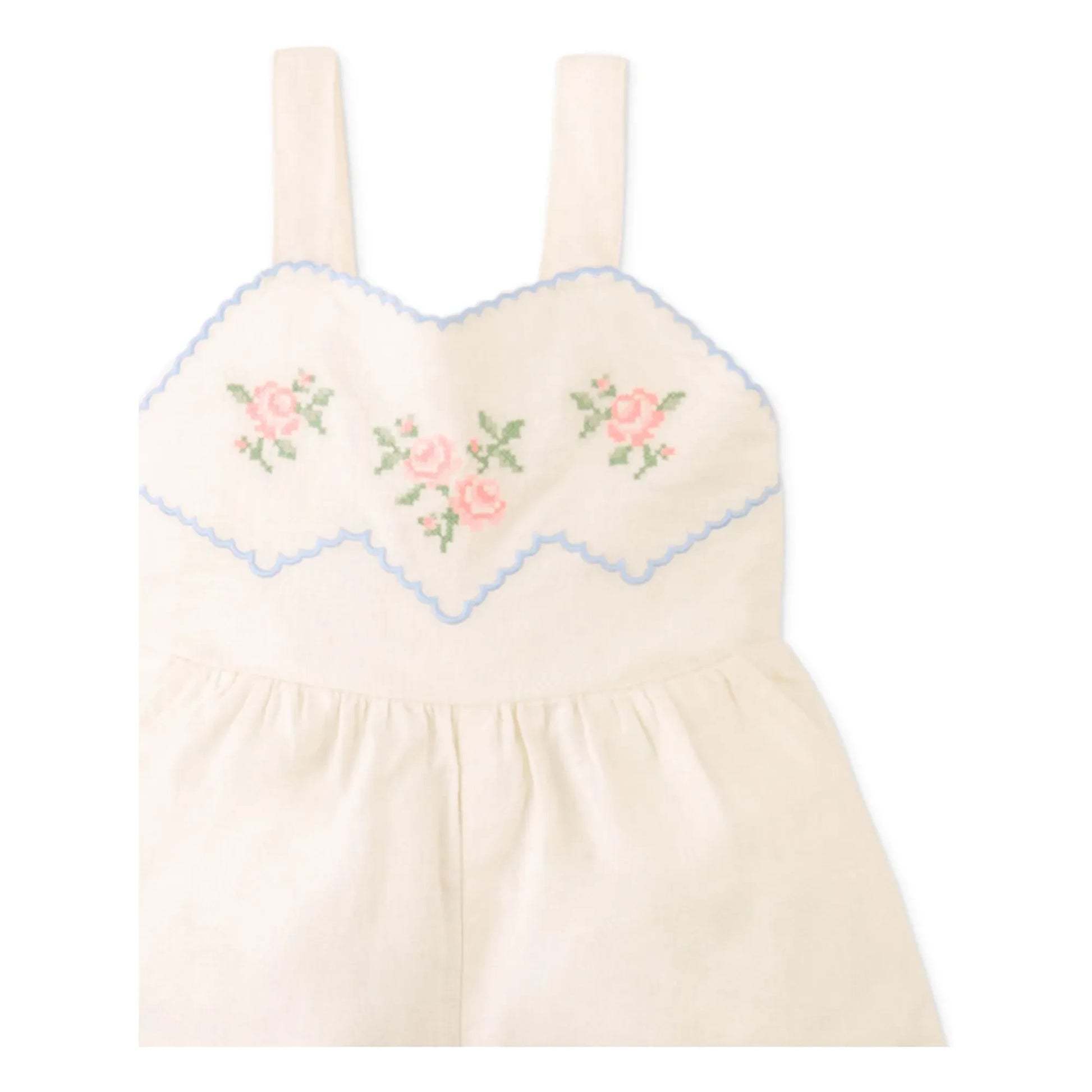 Gingersnaps - Linen Embroidered Genny Playsuit | Ecru