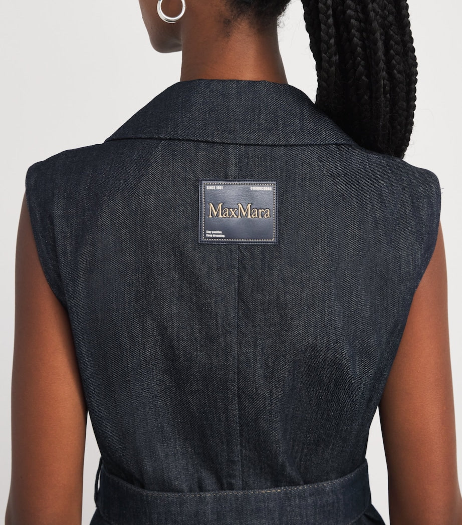 Denim Double-Breasted Midi Dress ULTRAMARINE