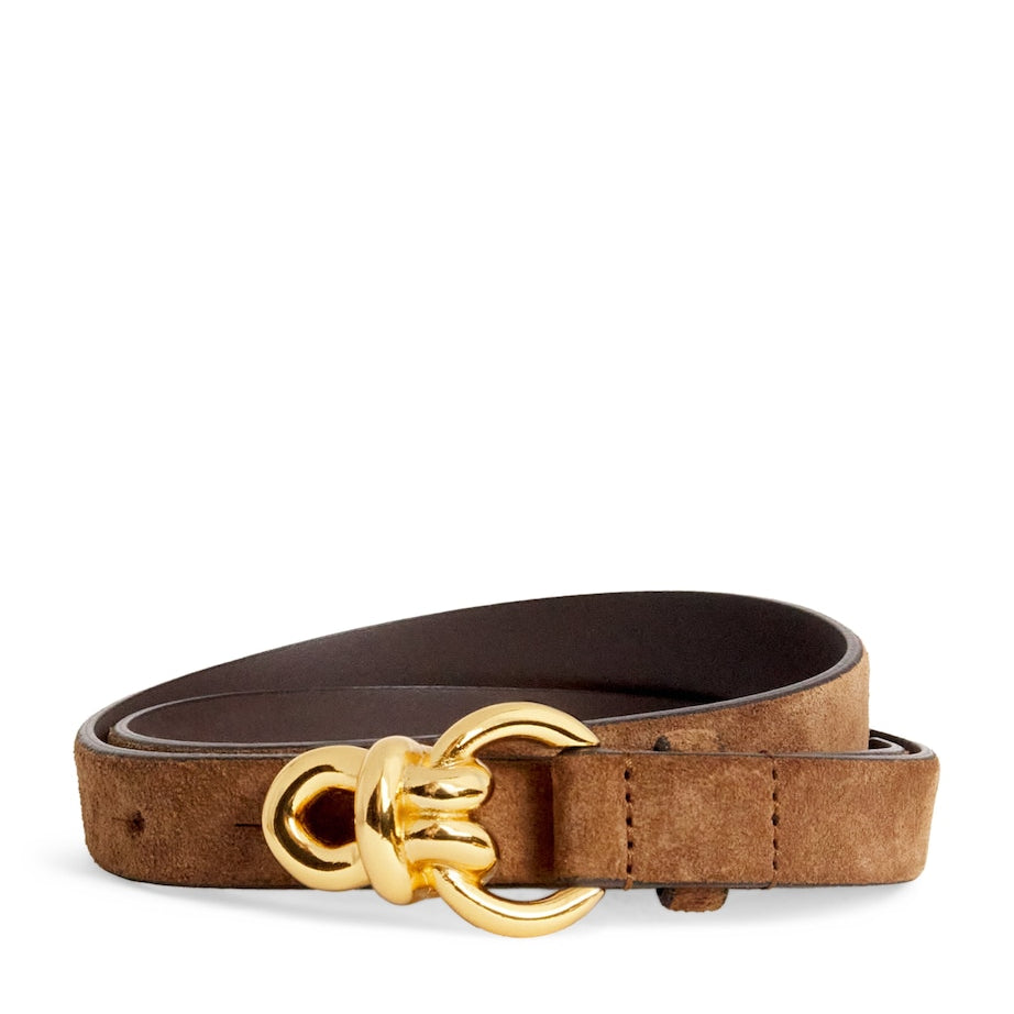 Brown Calfskin Gold-Tone Buckle Belt