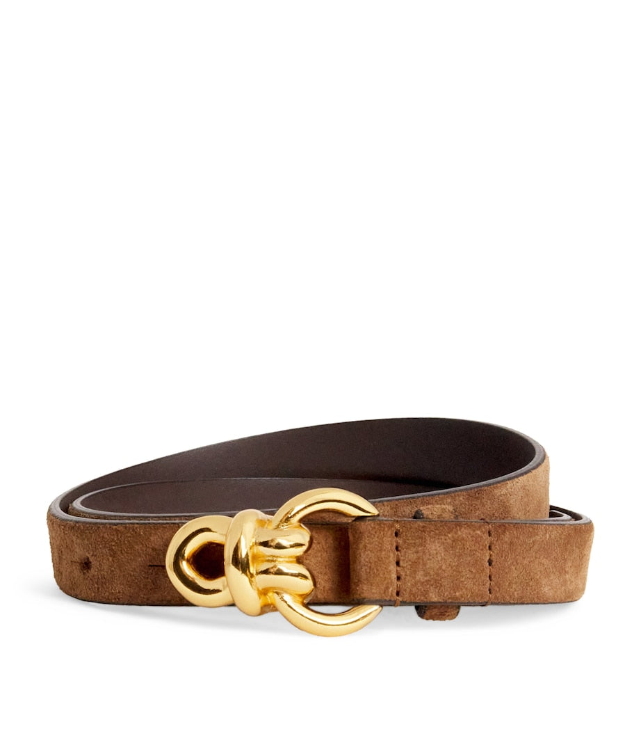 Brown Calfskin Gold-Tone Buckle Belt