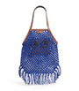 Blue Macrame Fringe Eyes Tote Bag