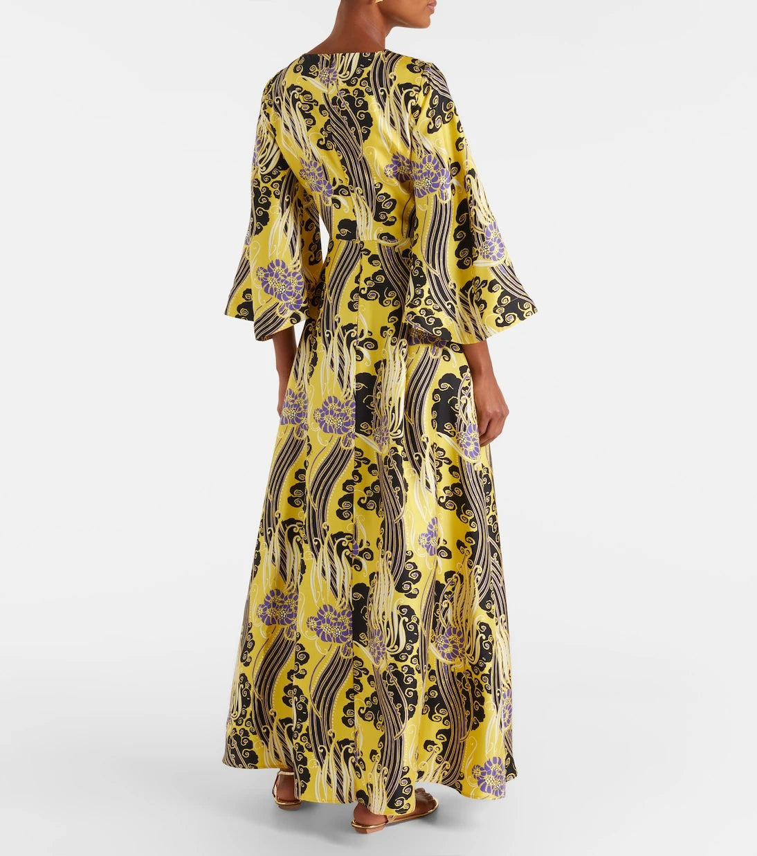 La DoubleJ - Belle cutout printed silk maxi dress