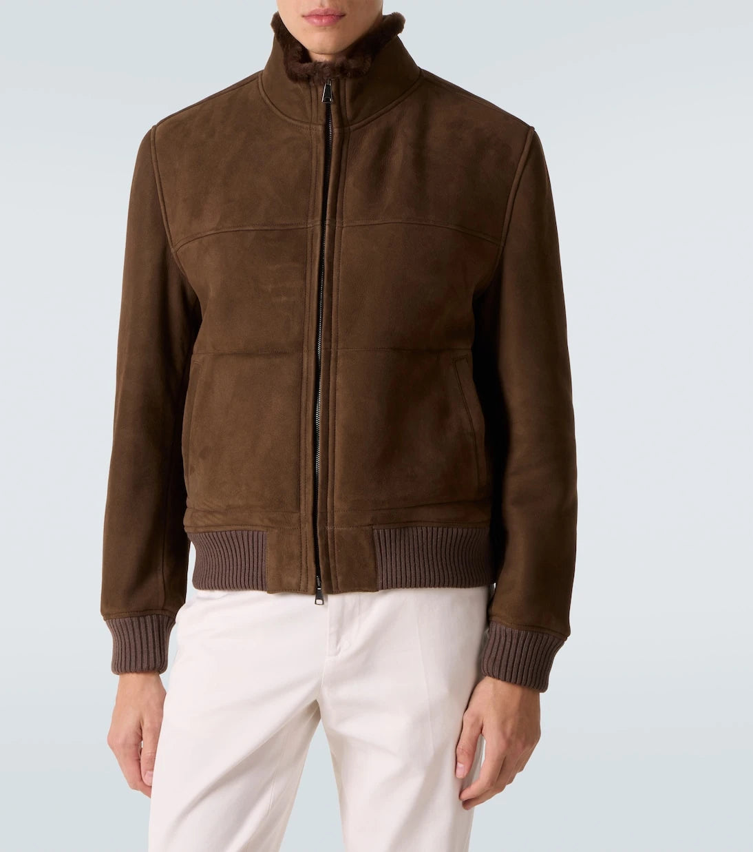 Thom Sweeney - Shearling-lined suede bomber jacket