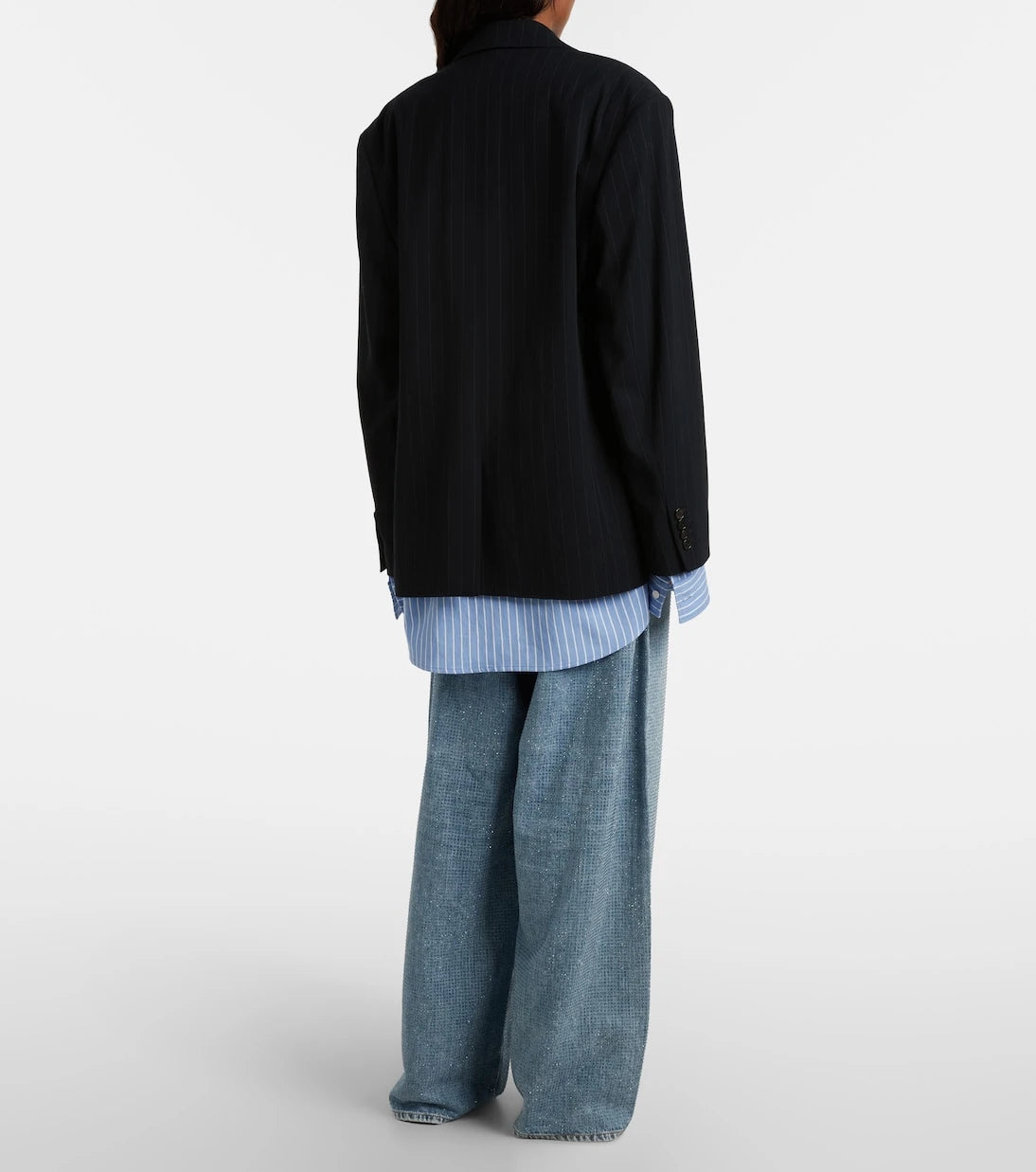 Acne Studios - جينز واسع الساق منخفض الخصر مزين بالكريستال