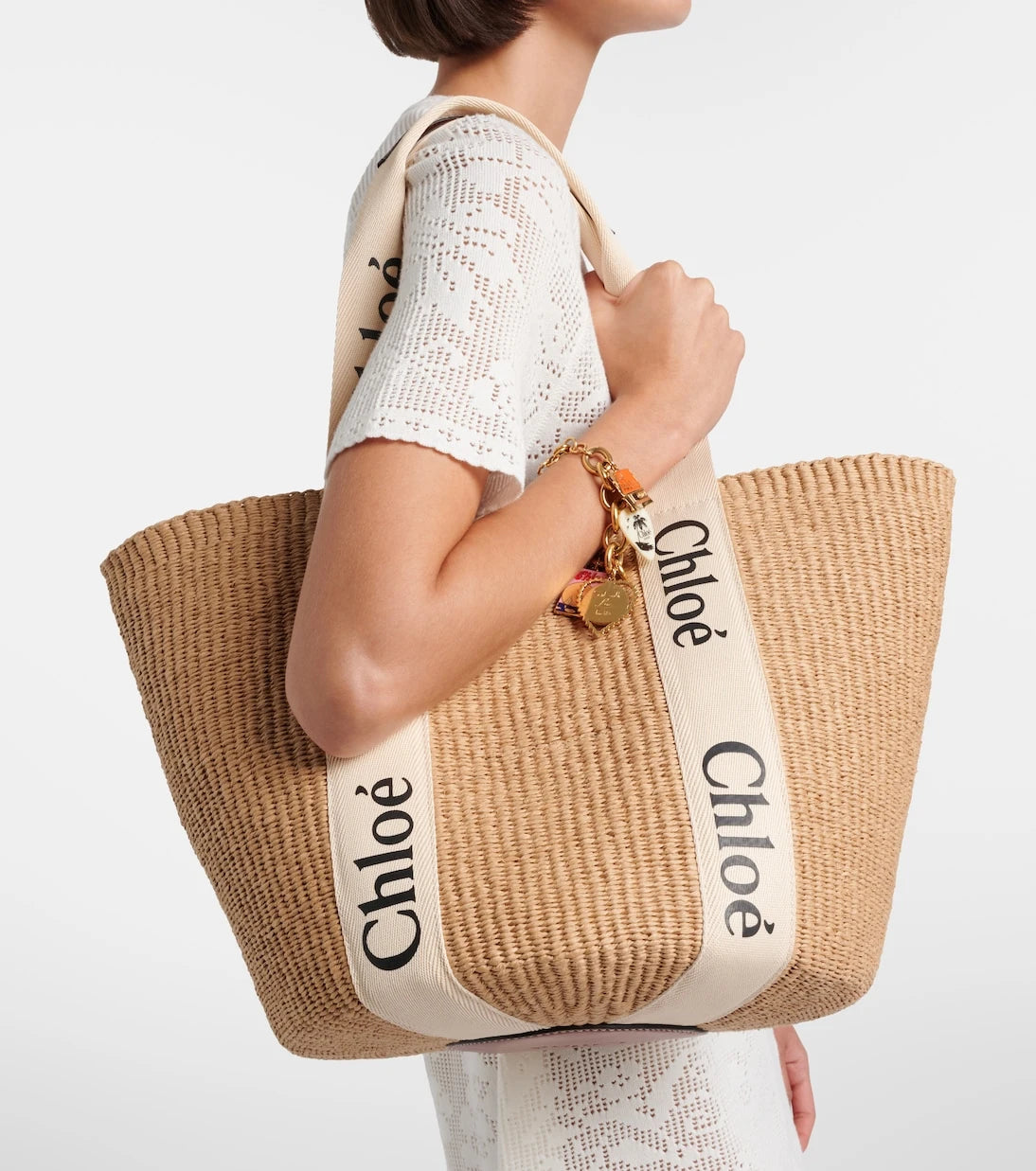 Chloé - x Mifuko Woody Geniş rafya çanta