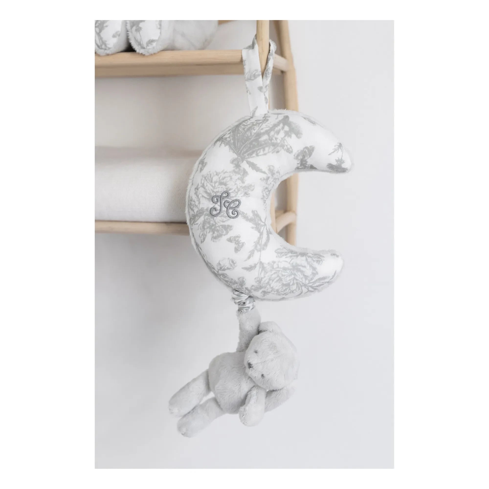 Tartine et Chocolat - Augustin the rabbit musical mobile Toile de Jouy | Light grey