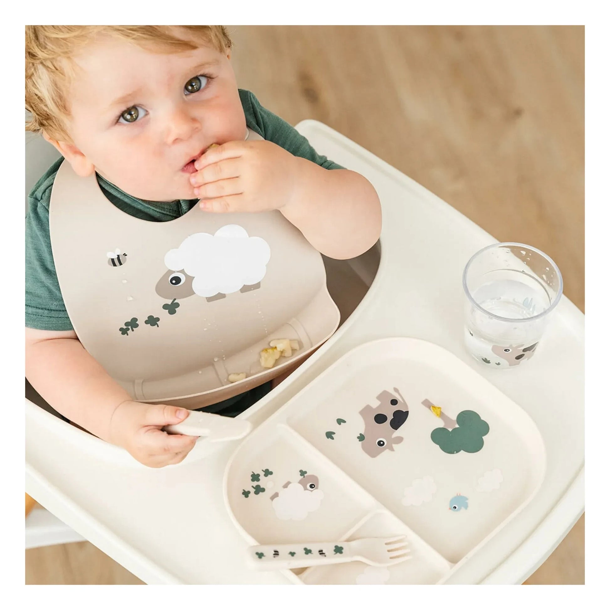 Done by deer - Sheepy silicone bib | Sand