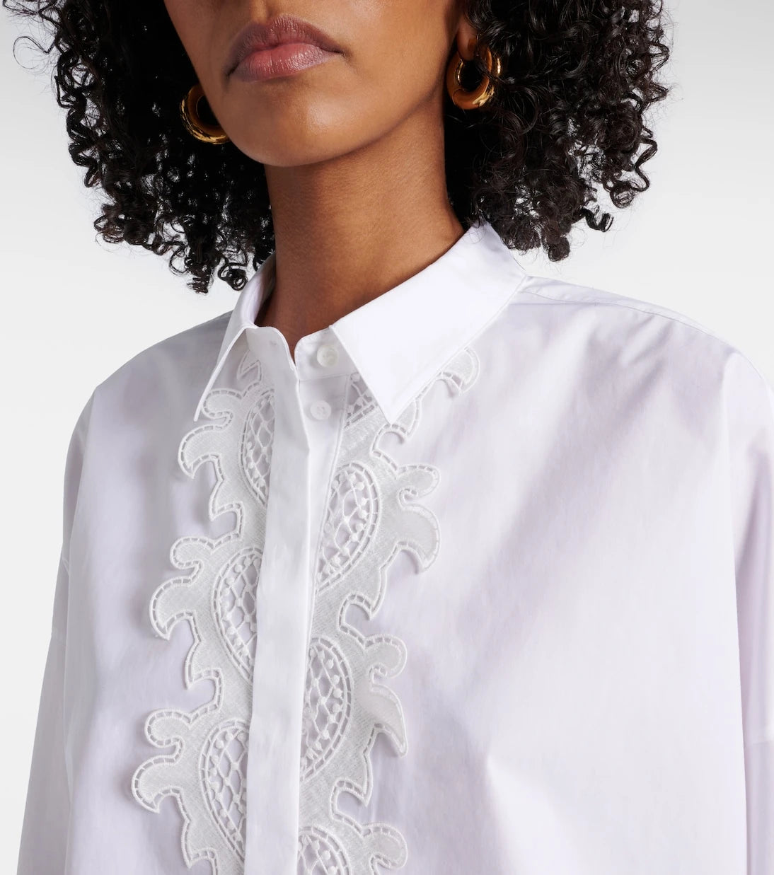Dorothee Schumacher - Lace-trimmed cotton-blend poplin blouse