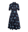Emilia Wickstead Navy Cotton Floral Rubie Midi Dress