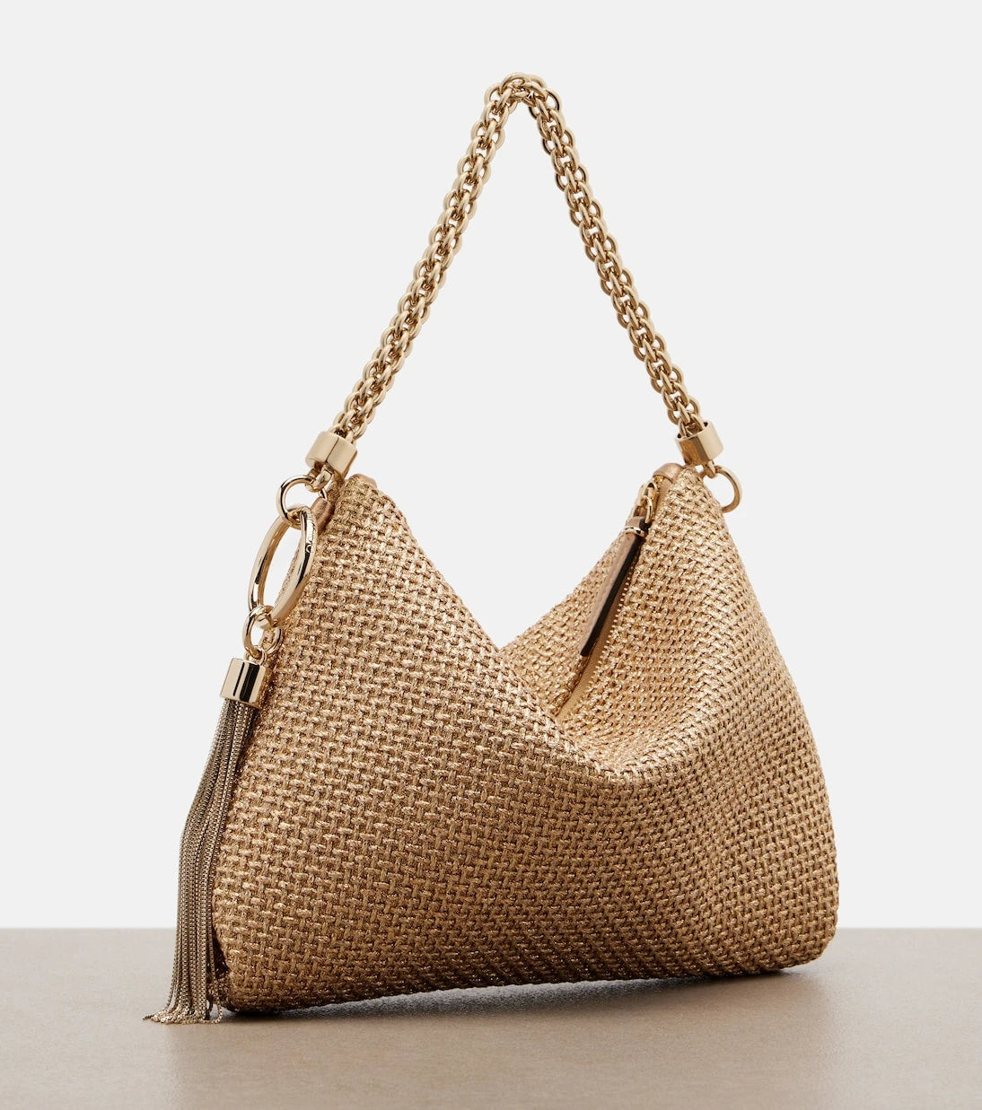 Jimmy Choo - Callie Medium raffia-effect shoulder bag