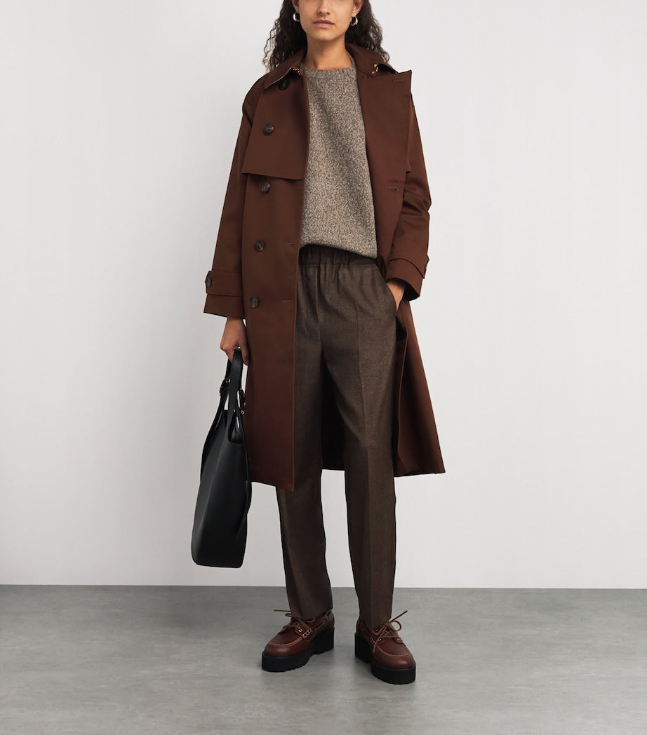 Weekend Max Mara Brown Stretch-Wool Houndstooth Trousers