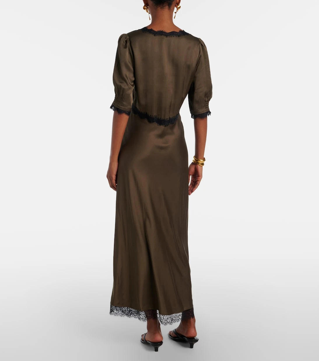 Rixo - Annina lace-trimmed satin midi dress