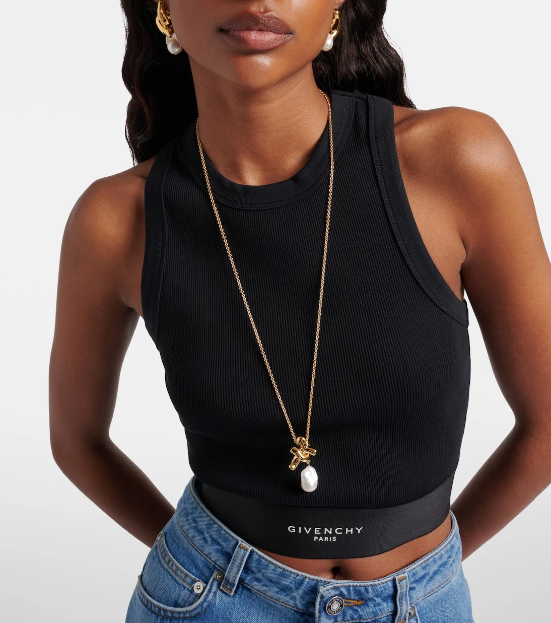 Givenchy - Chain Link pearl pendant necklace