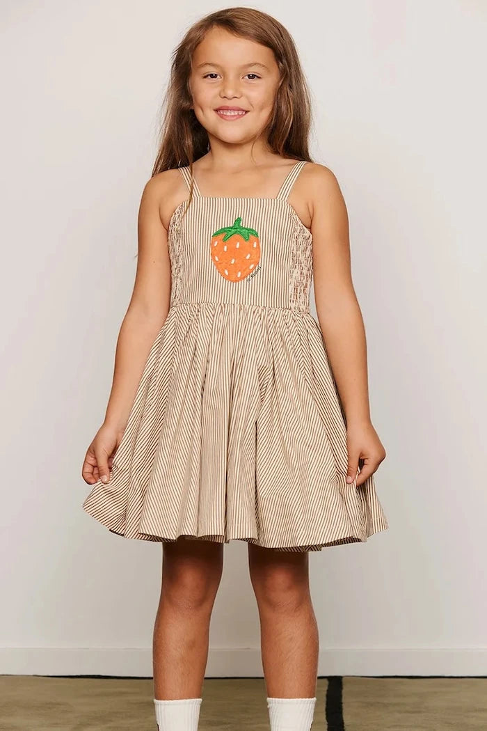 Mini Rodini разкроена рокля от памук Poplin