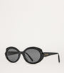 Black Thin Mini Oval Sunglasses