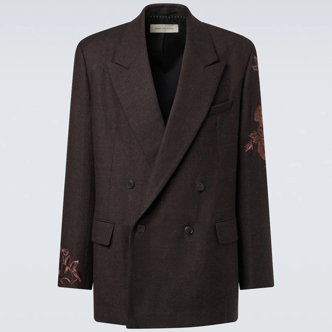 Dries Van Noten - Embroidered wool flannel blazer