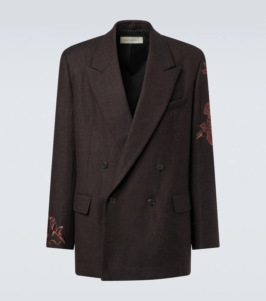 Dries Van Noten - Embroidered wool flannel blazer