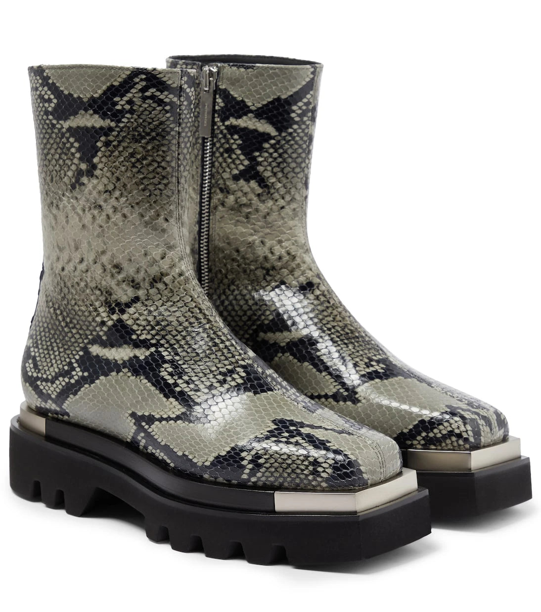 Peter Do - Snake-effect leather ankle boots