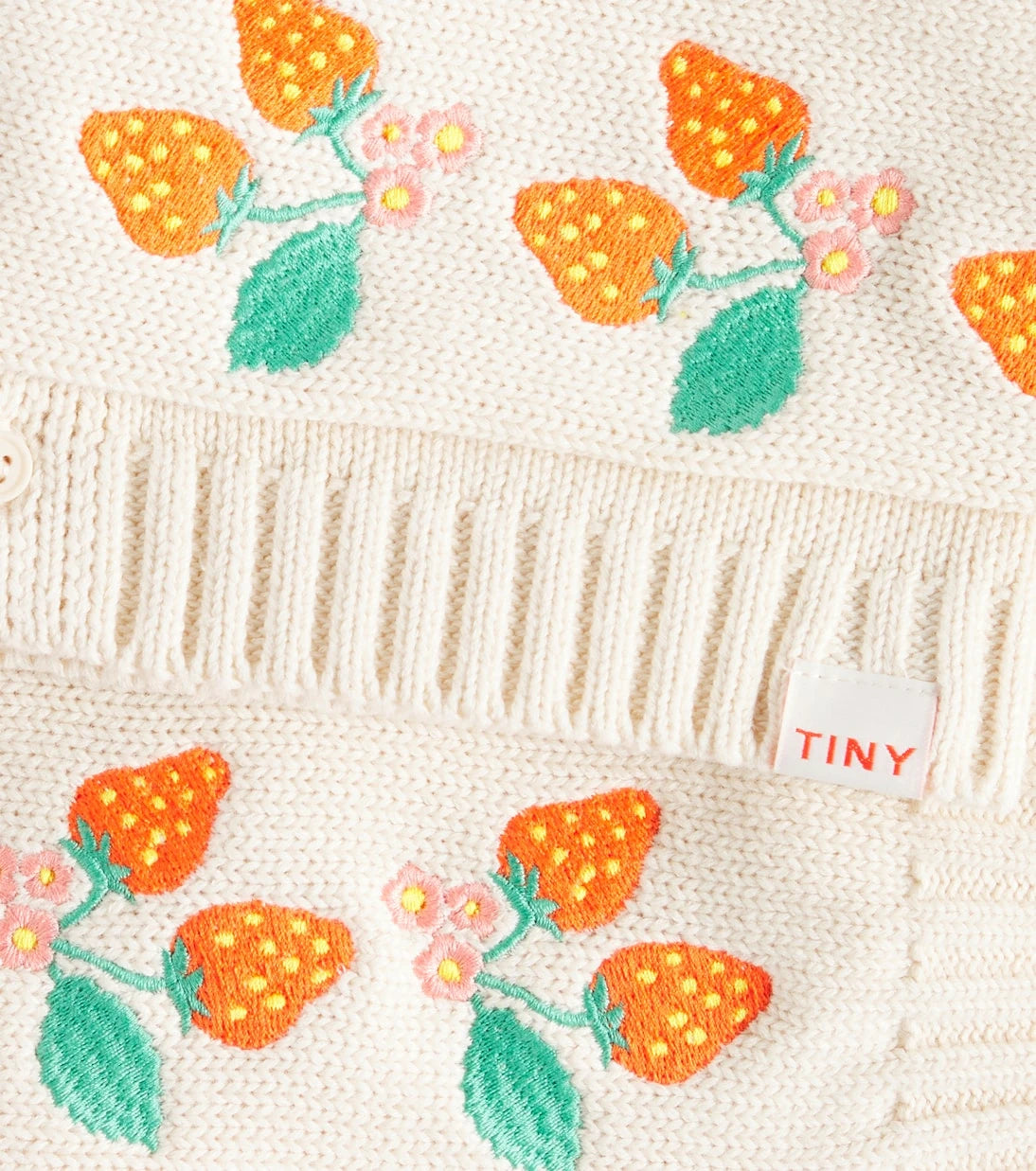 Tinycottons - Baby Strawberries embroidered cotton cardigan