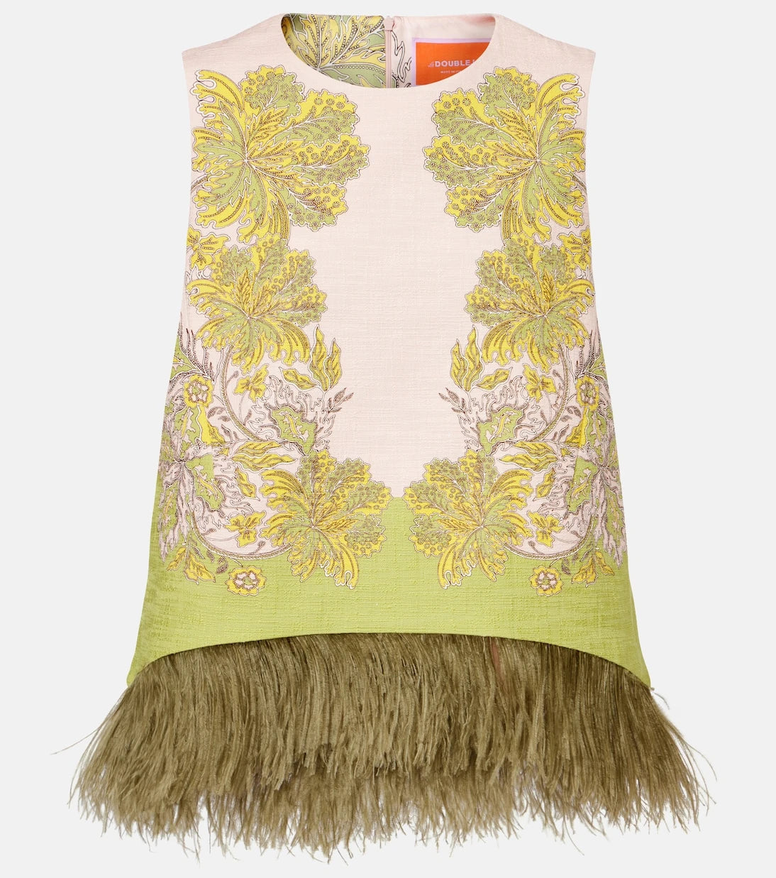 La DoubleJ - La Scala feather-trimmed cotton top
