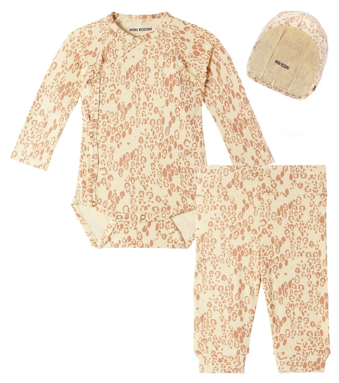 Mini Rodini - Baby bodysuit, leggings, and beanie set
