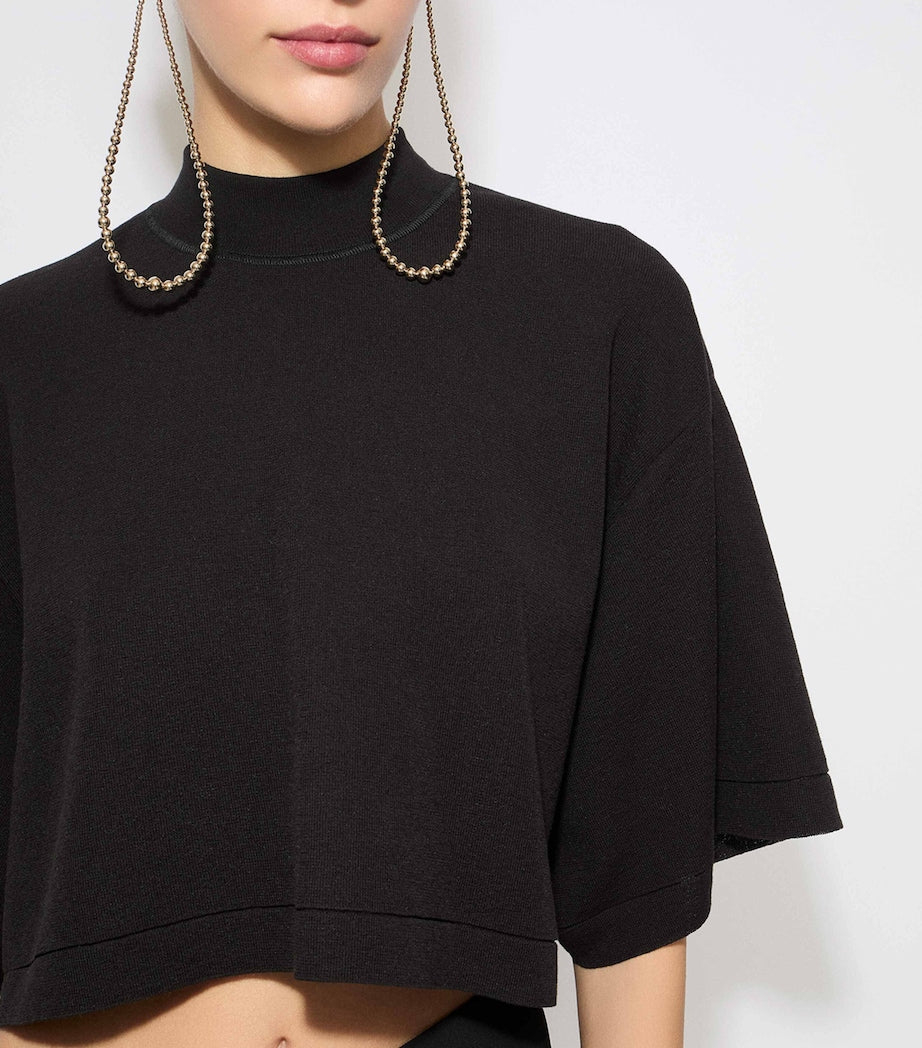 Alaïa Black Cotton-Blend Crop Top