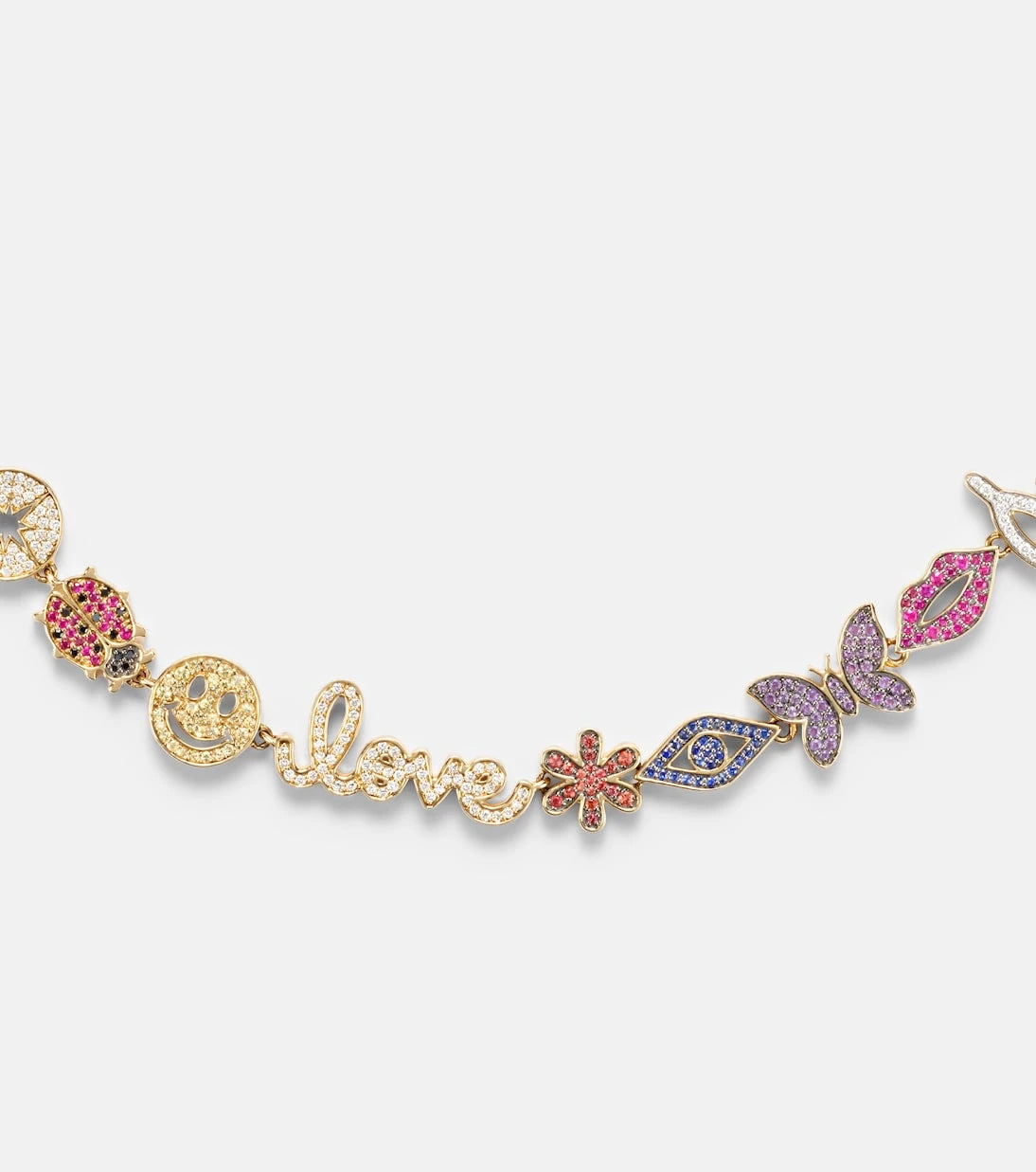 Sydney Evan - 14kt gold charm necklace with diamonds