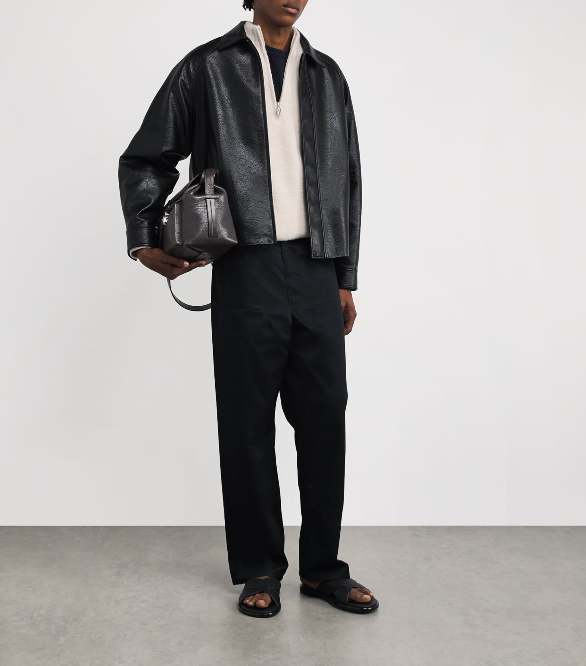 Ivory Wool-Blend Half-Zip Sweater