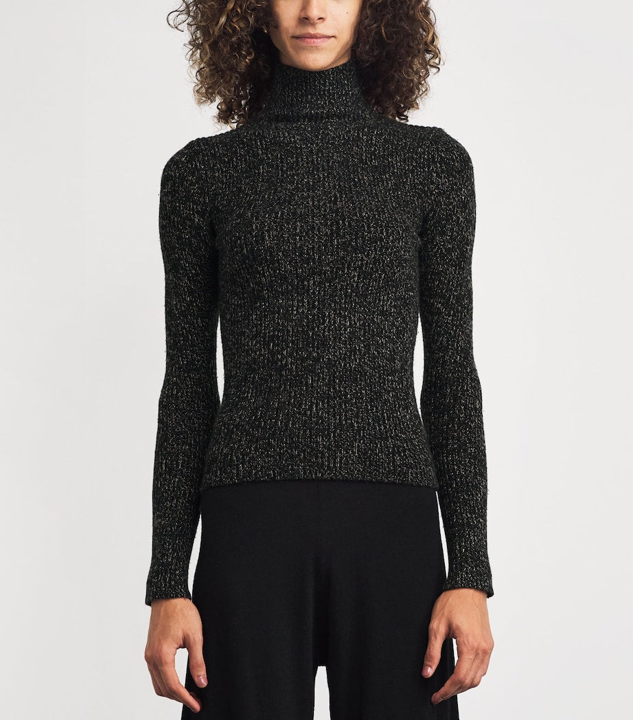 Beige Wool-Blend Rollneck Sweater
