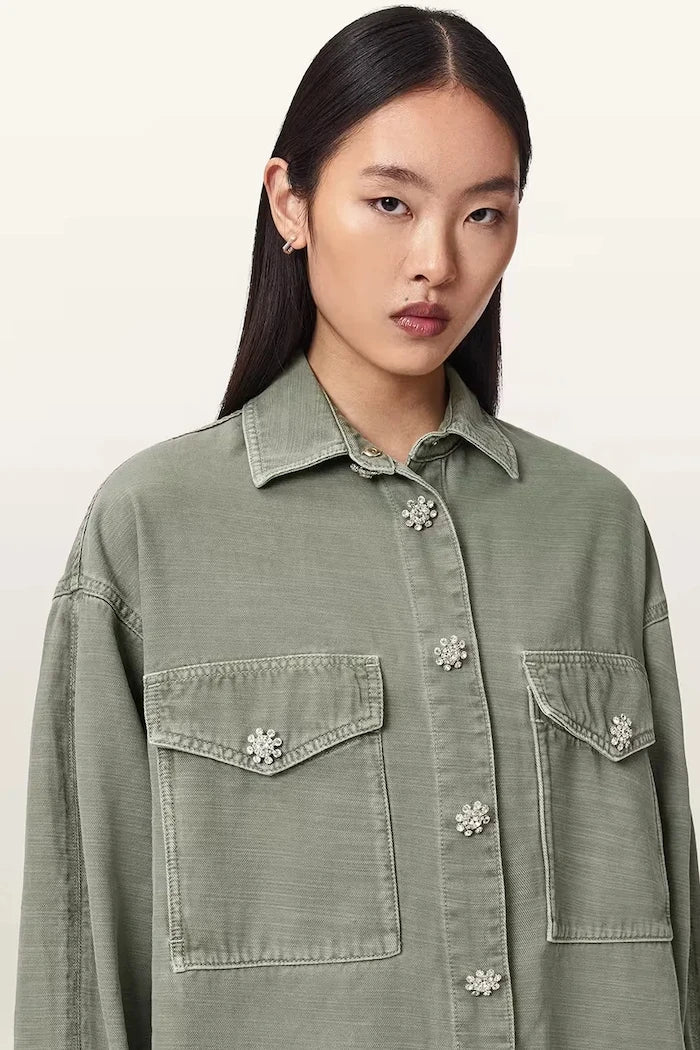 AllSaints рокля тип риза с лиосел HETTIE