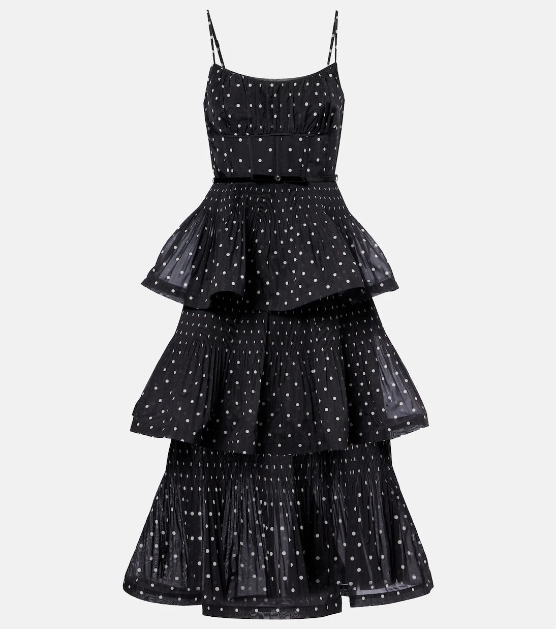 Zimmermann - Polka-dot tiered midi dress