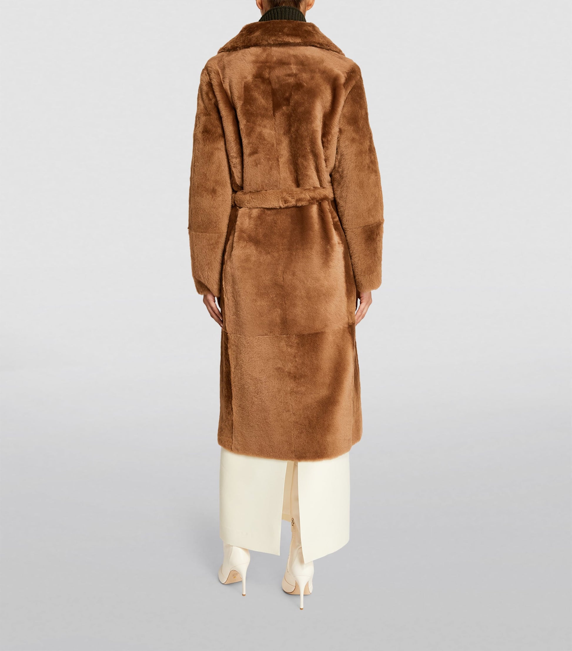 Yves Salomon Beige Lamb Fur Reversible Wrap Coat