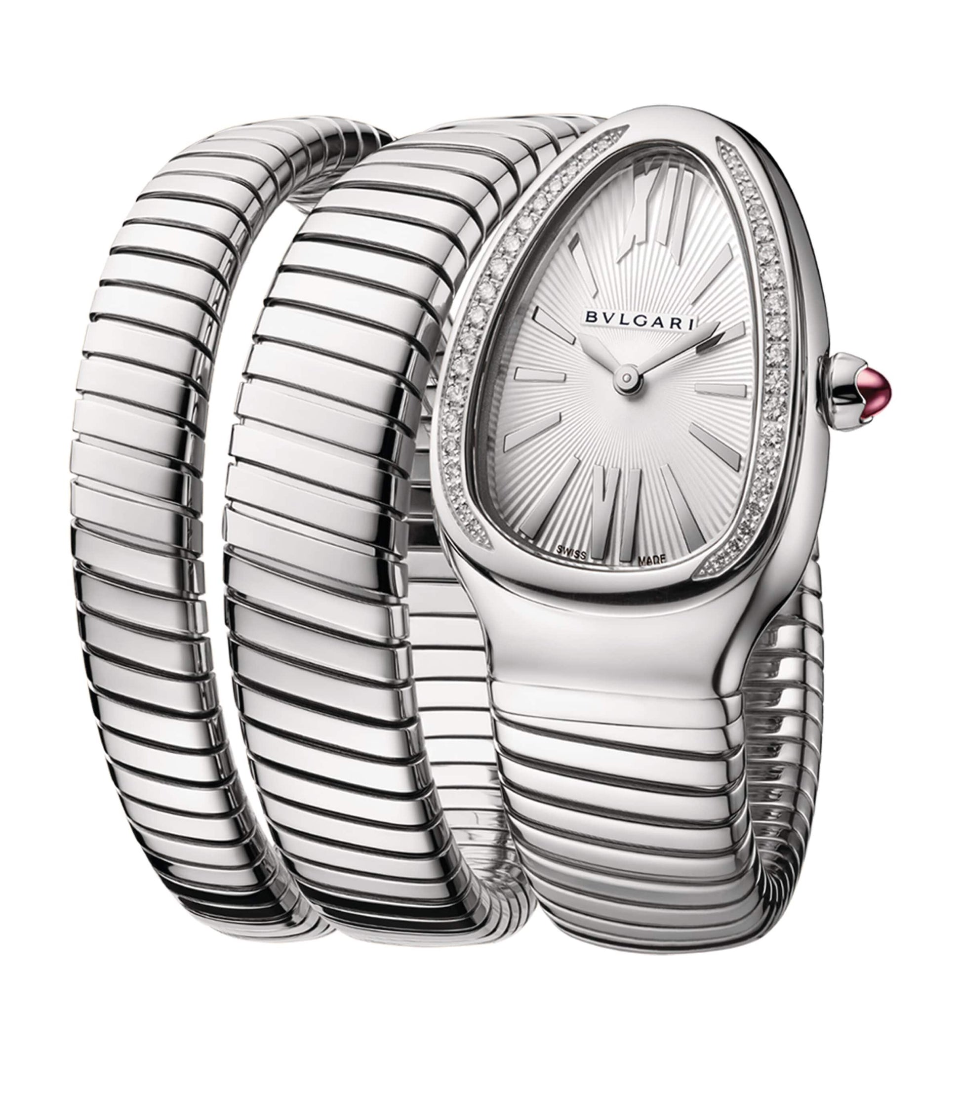 Bvlgari Stainless Steel and Diamond Serpenti Tubogas Watch 35mm