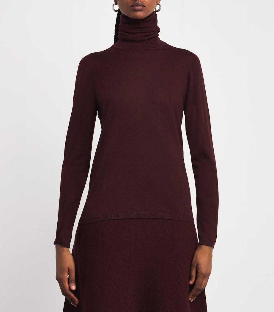 Max Mara Red Virgin Wool Rollneck Sweater