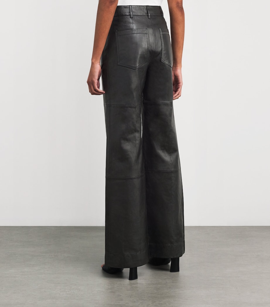 Victoria Beckham Black Leather Alina Trousers