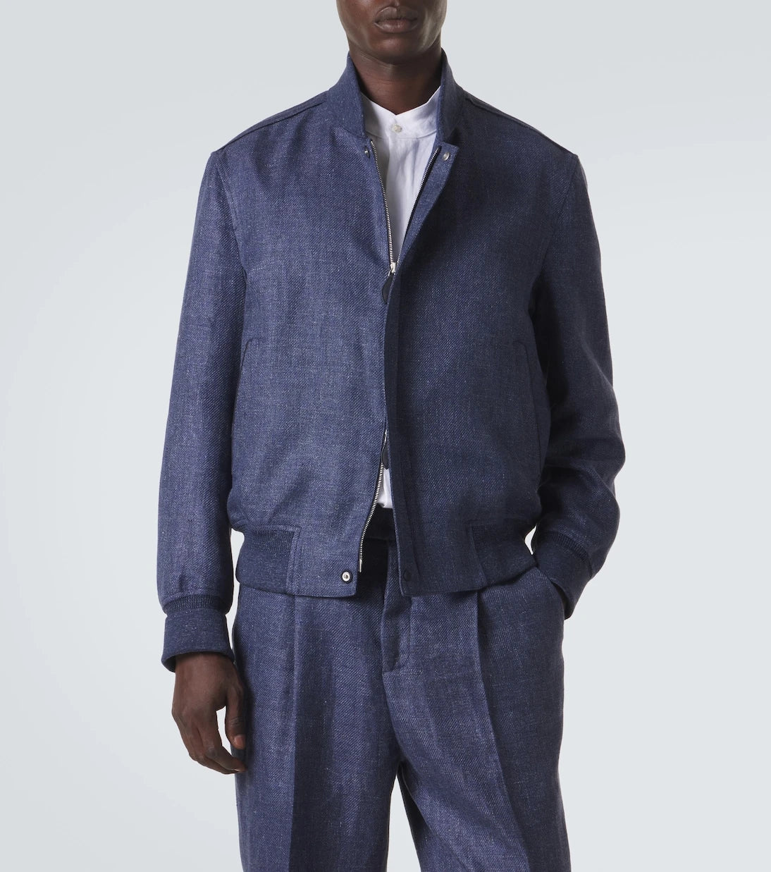 Berluti - Leather-trimmed linen, wool, and silk bomber jacket