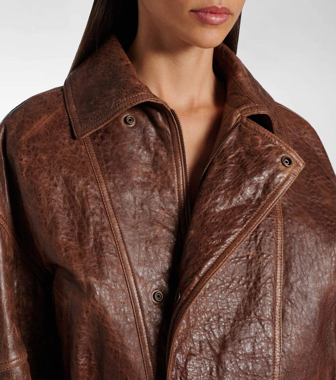 Saint Laurent - Double-breasted leather bomber jacket