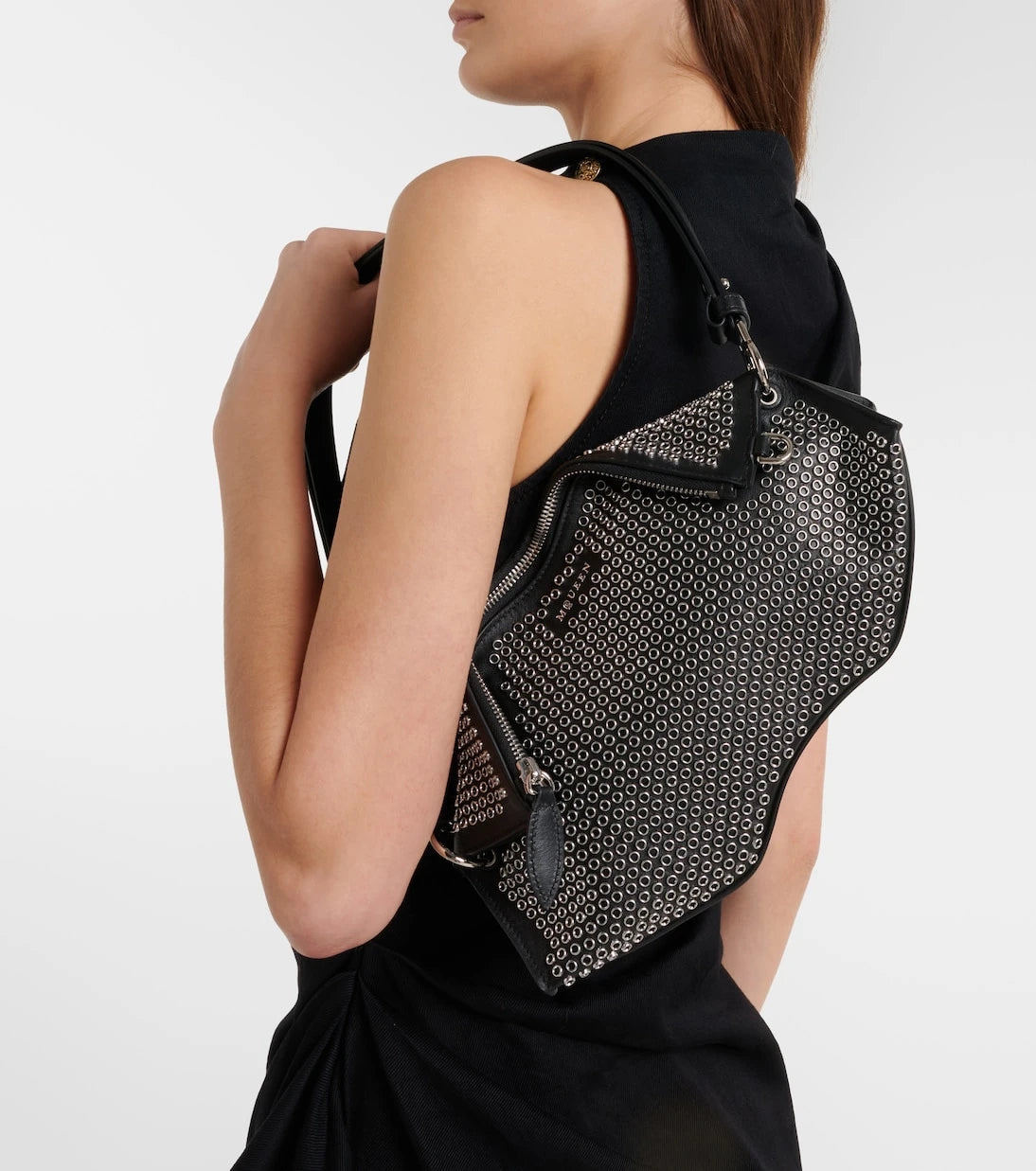 McQueen - Manta embellished leather clutch
