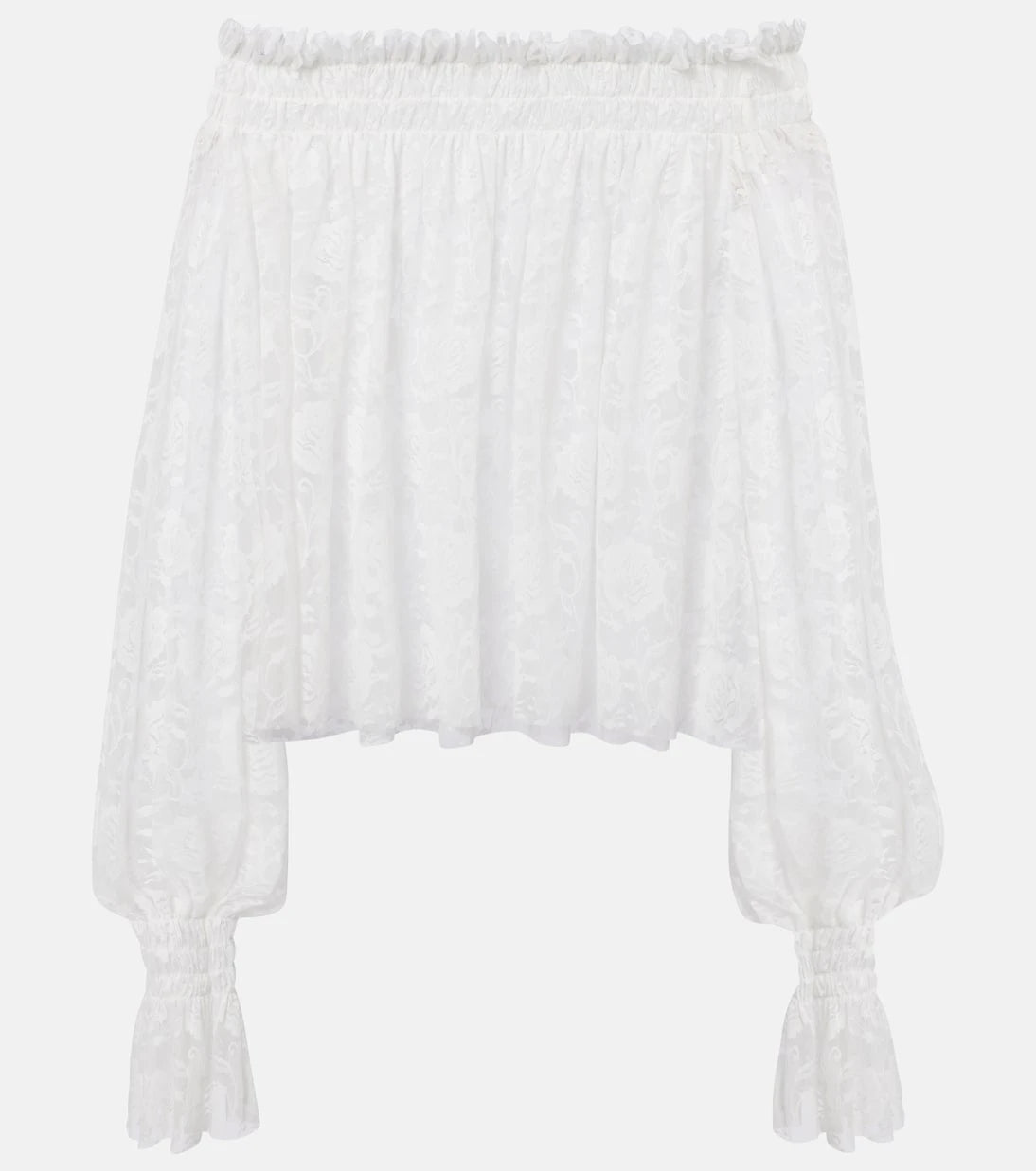 Norma Kamali - Off-shoulder smocked lace top