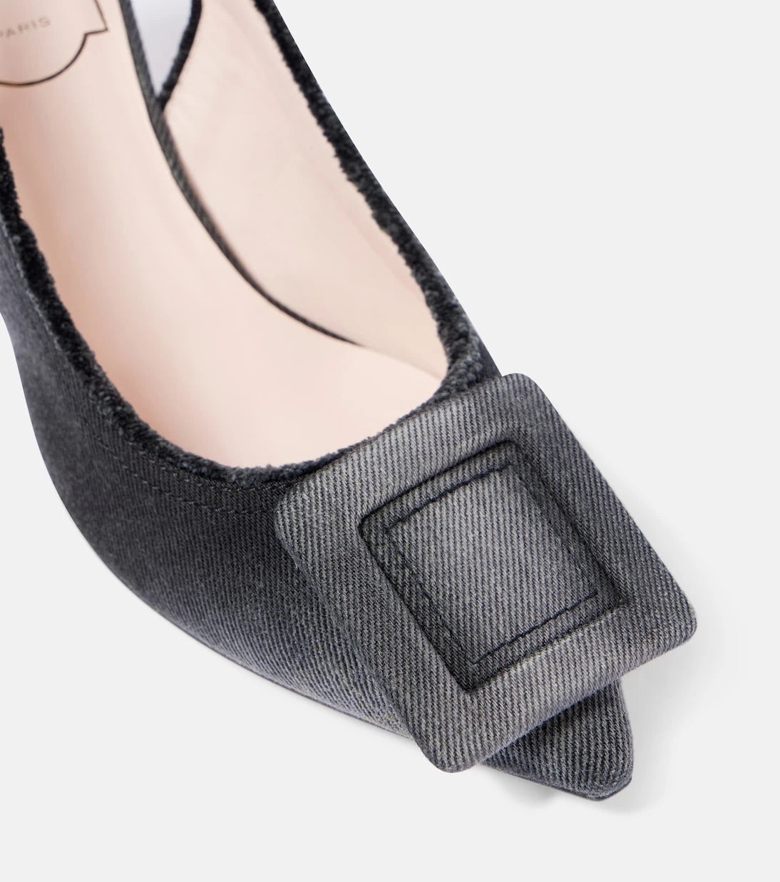 Roger Vivier - Fringed denim slingback pumps