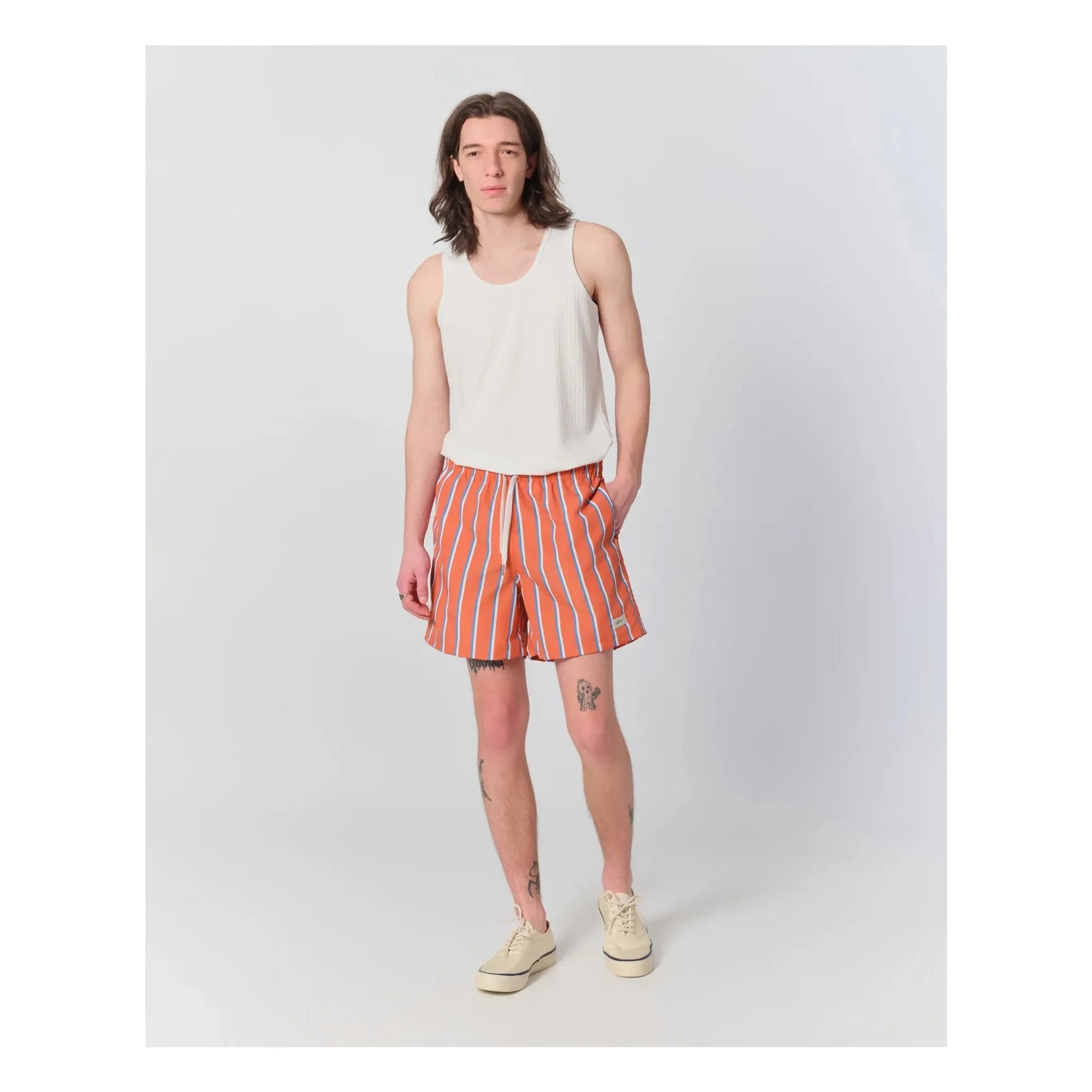 Bather - Striped Swim Shorts | Orange