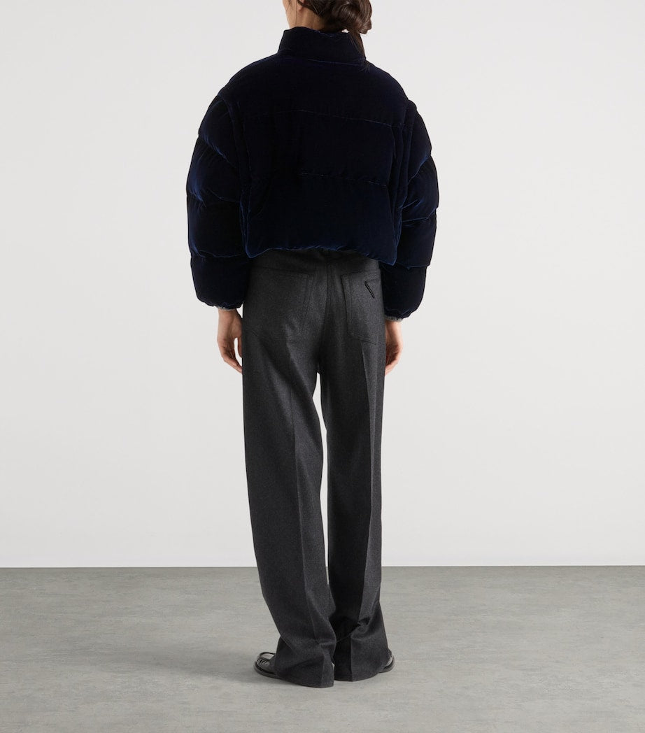 Blue Velvet Down-Filled Puffer Jacket