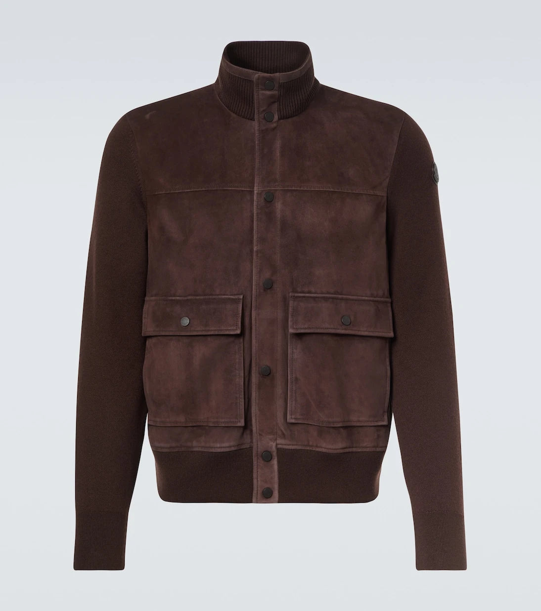 Moncler - Paneled suede and wool jacket